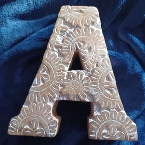 Hand Carved Letter "A"  in Solid Wood